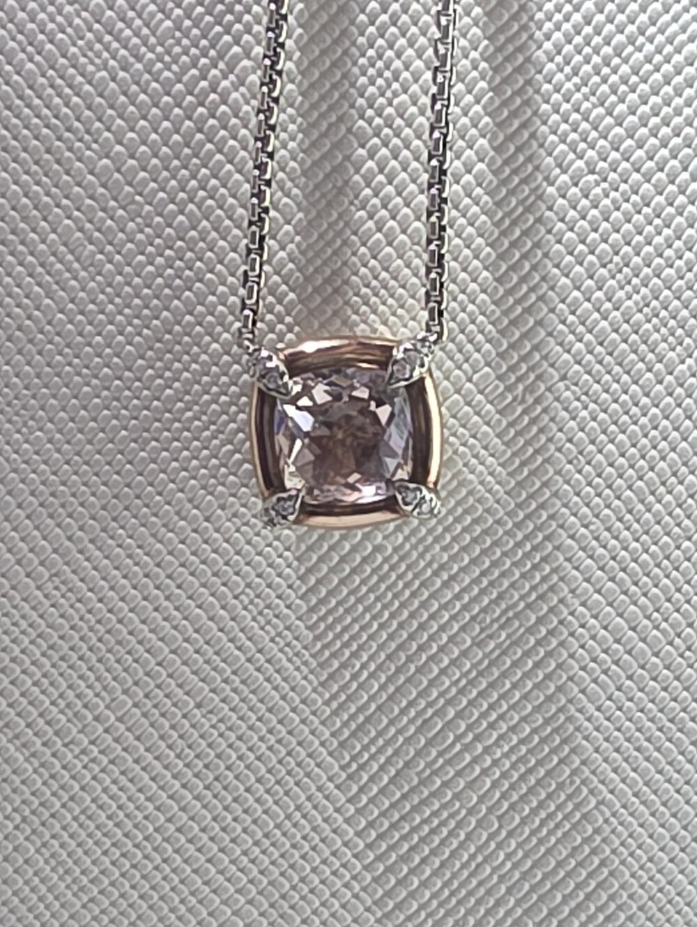 David Yurman 18K Rose Gold Morganite Diamond Chatelaine Necklace